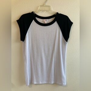 LuLaRoe Black and White Ribbed Ashley Top